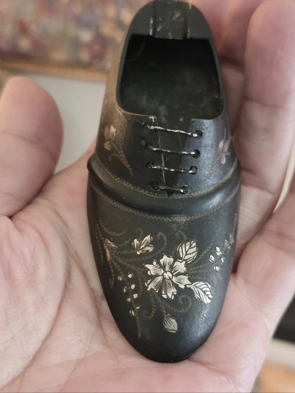 Vintage Mini Silver Bronze Shoe Ashtray
